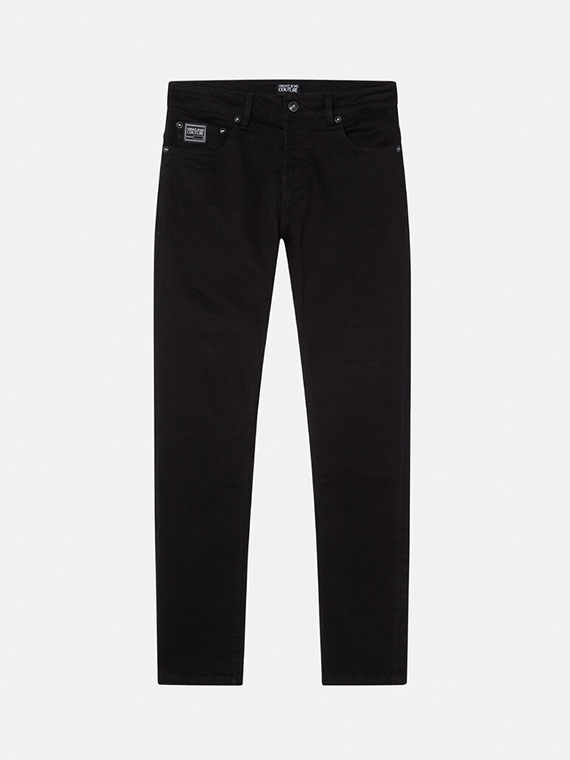 VERSACE JEANS COUTURE Logo Embroidered Jeans in Black - EDGE Boutique